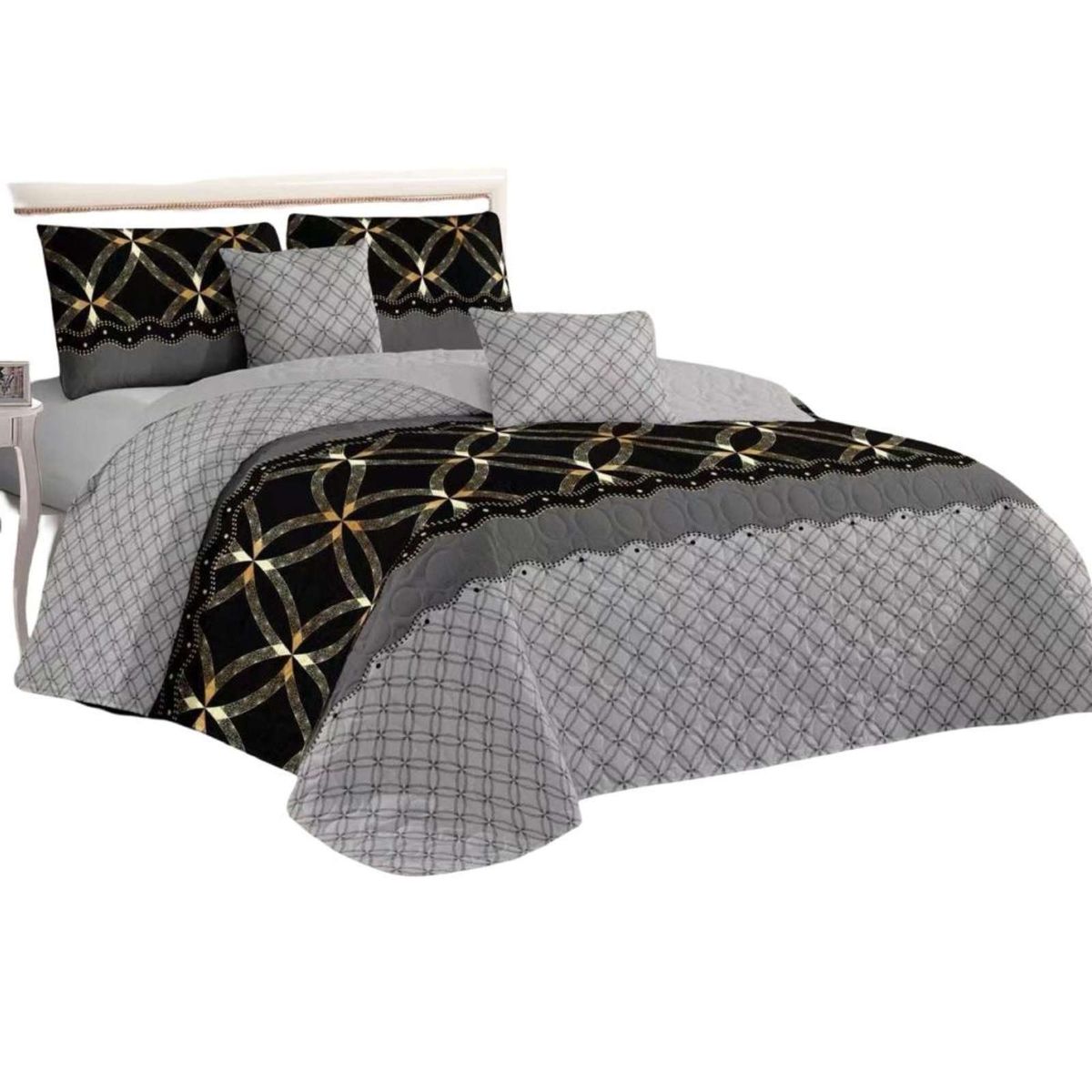 GENERICO - Cubrecama Quilt reversible Elegante y liviano 2 plazas y media