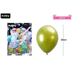 GENERICO - Globos de látex colores surtidos cromados metalizados 28cm 50pcs