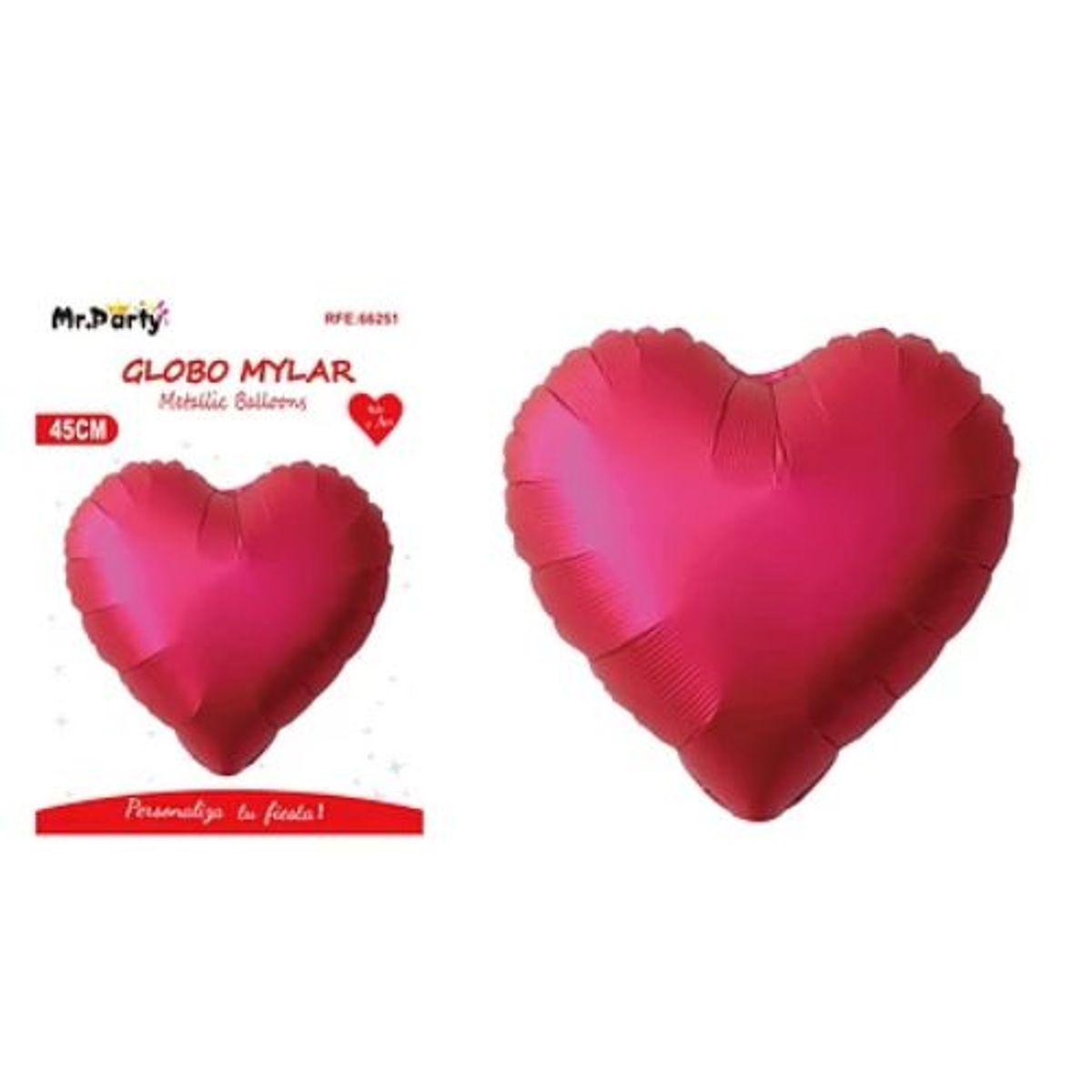 GENERICO - Globo metálico corazón rojo 45cm