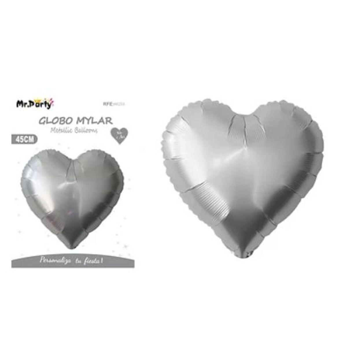GENERICO - Globo metálico corazón plateado 45cm
