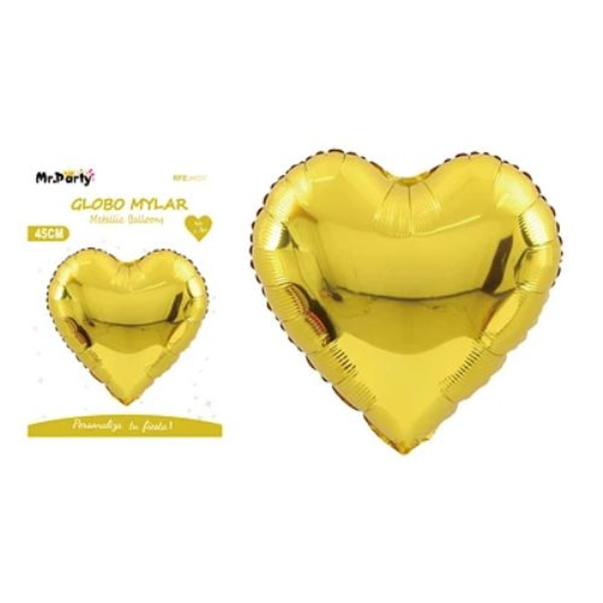 GENERICO - Globo metálico corazón dorado 45cm