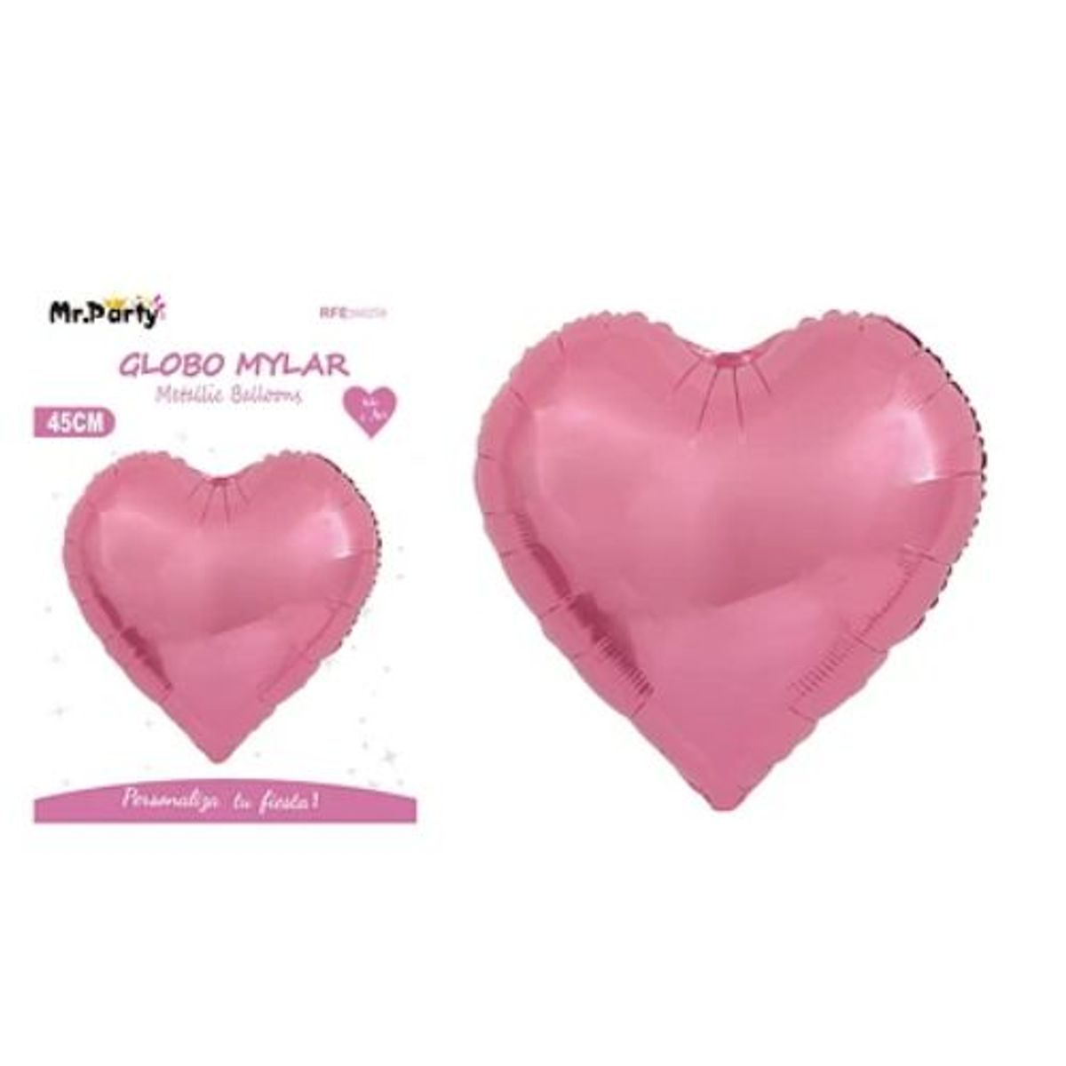 GENERICO - Globo metálico corazón rosa 45cm
