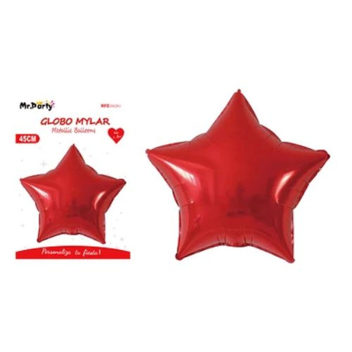 GENERICO - Globo metálico estrella rojo 45cm