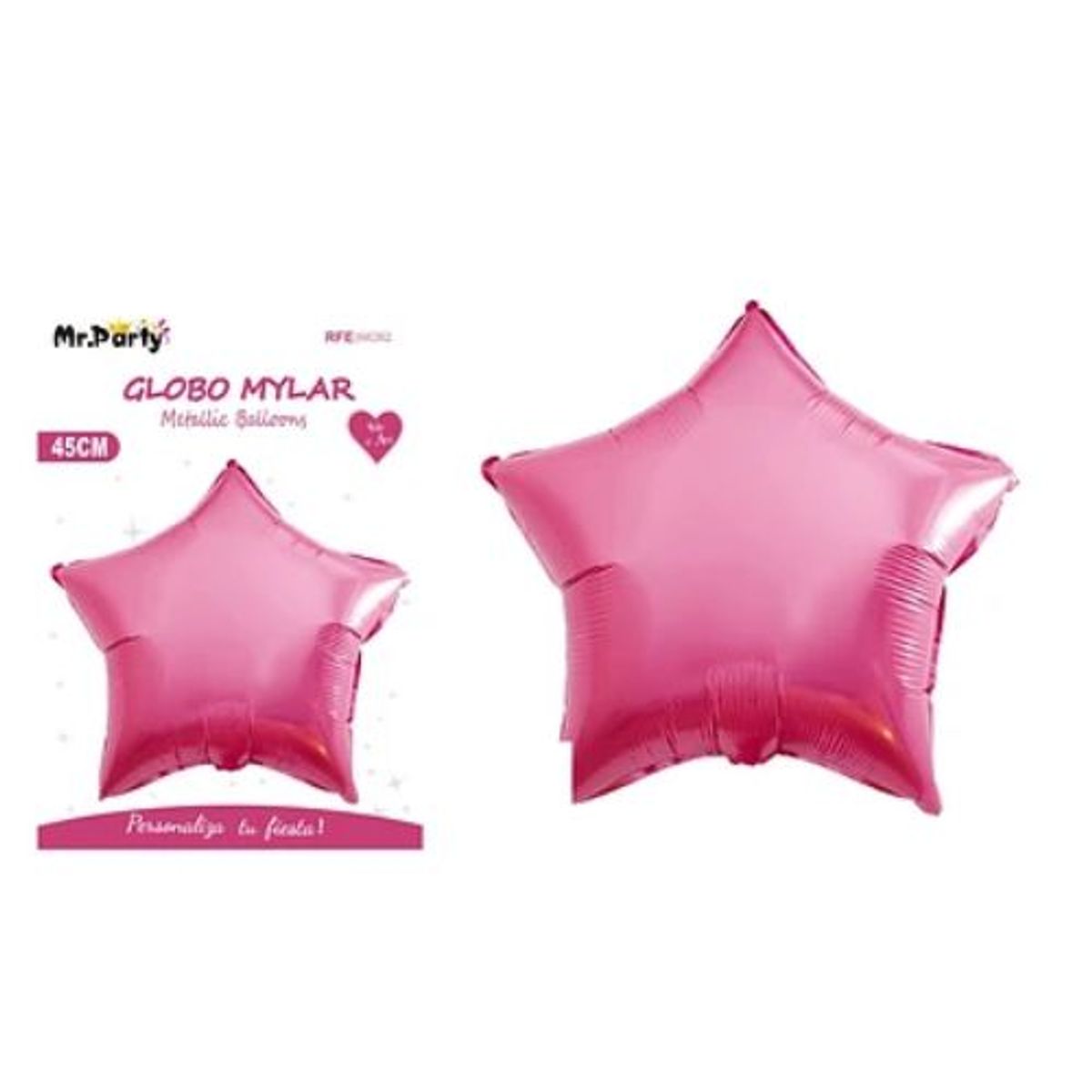 GENERICO - Globo metálico estrella rosa 45cm