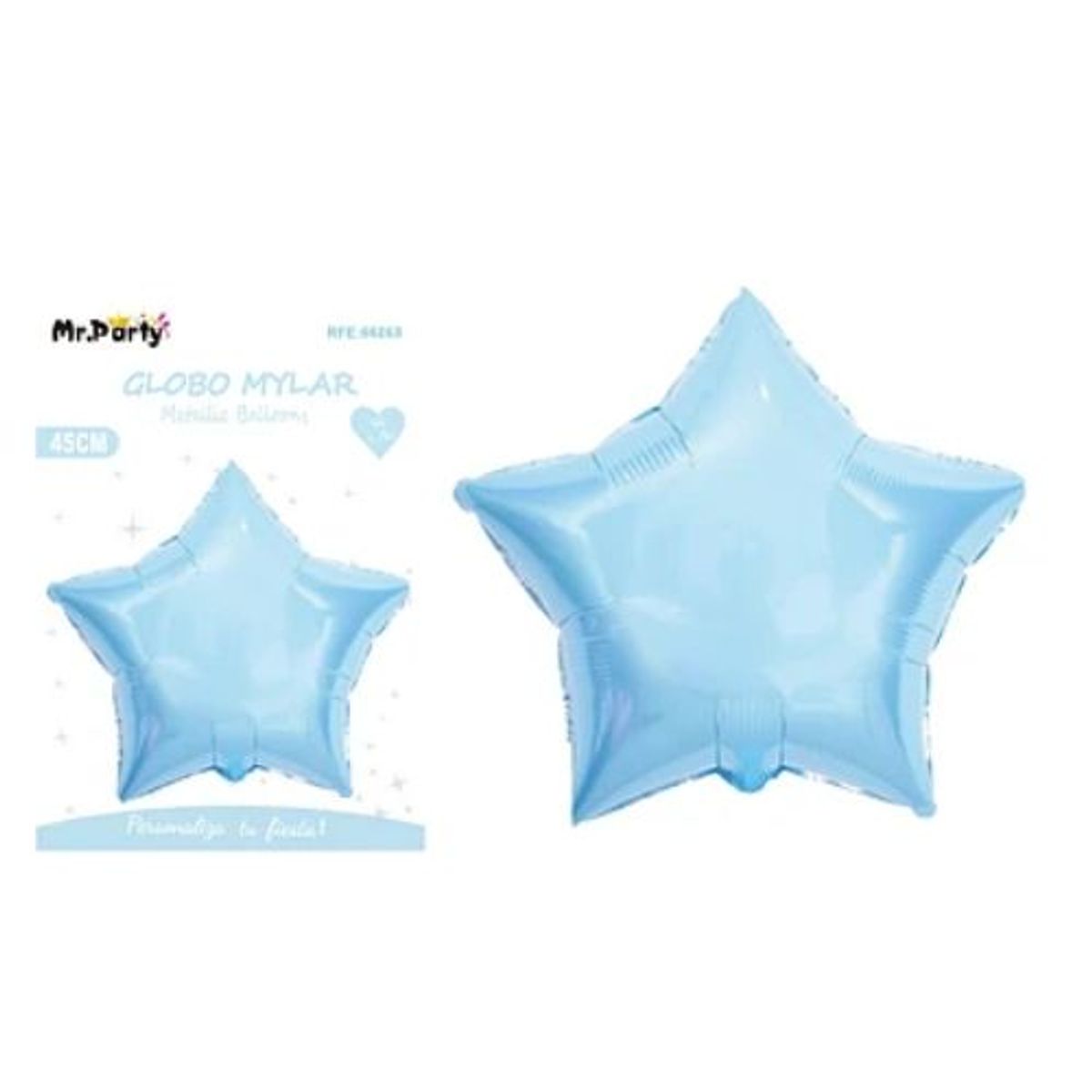 GENERICO - Globo metálico estrella celeste 45cm