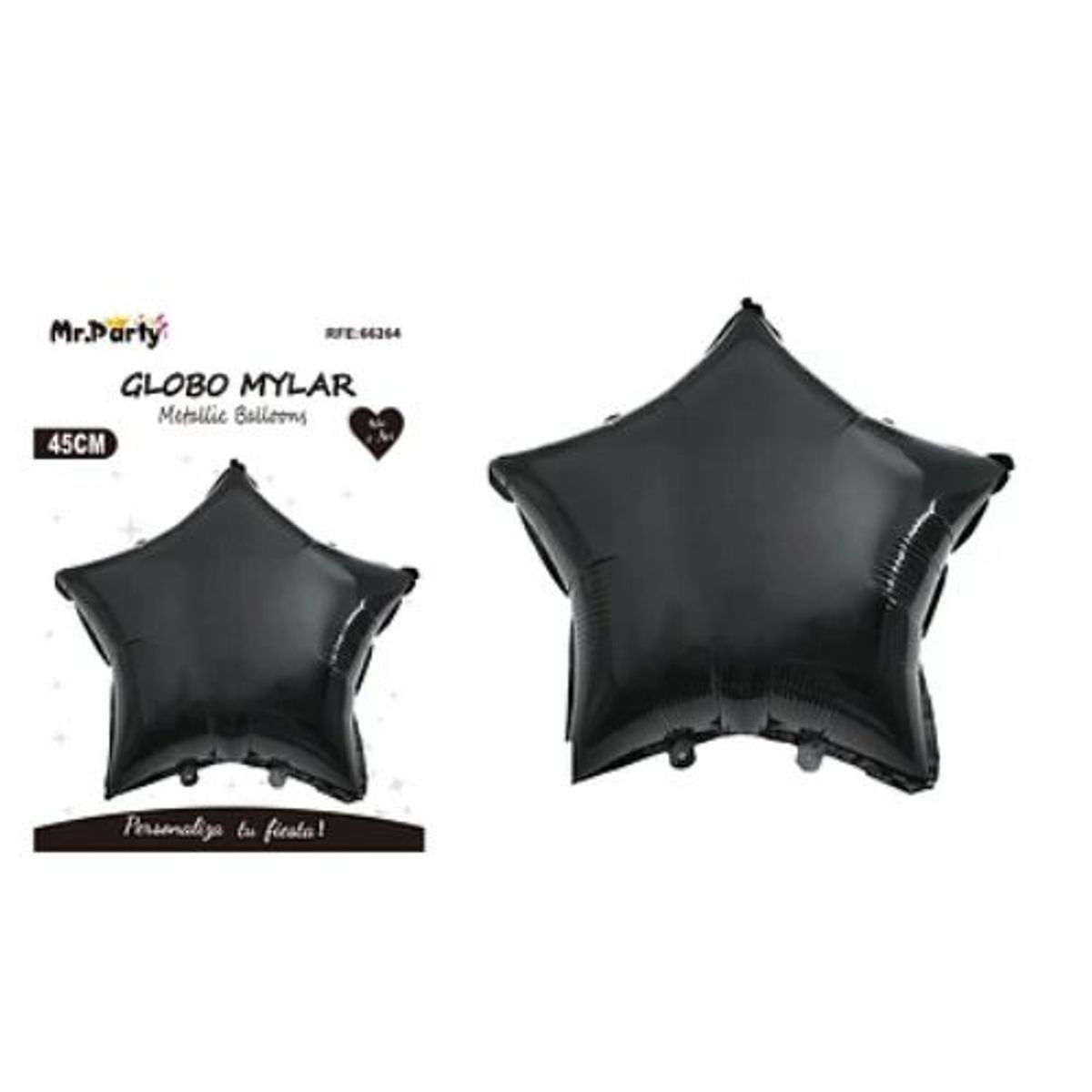 GENERICO - Globo metálico estrella negro 45cm