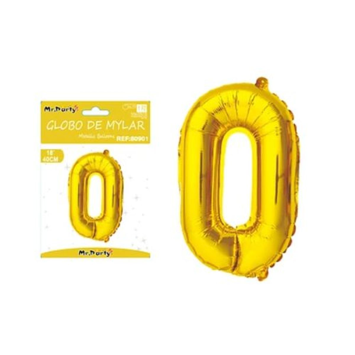 GENERICO - Globo metálico dorado 40cm número 0
