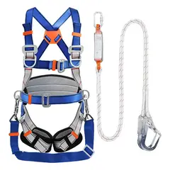 WUWAWDO - Arnés De Seguridad 5 Argollas+cabo De Vida 2m Doble + Cable