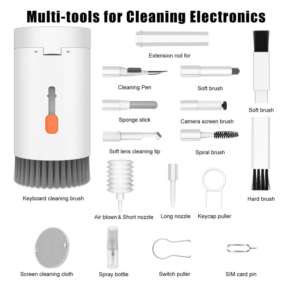 GENERICO - Kit de Limpieza 19 En 1 para Auriculares y Computadoras 19Pcs