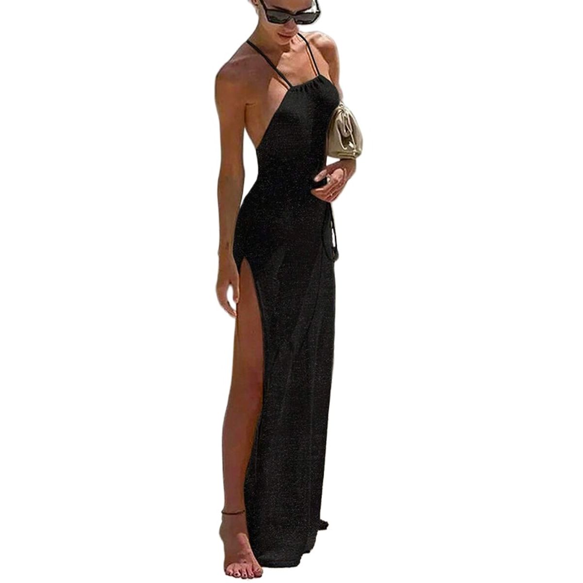 TIOZONEY - Vestido de playa para mujer - Negro