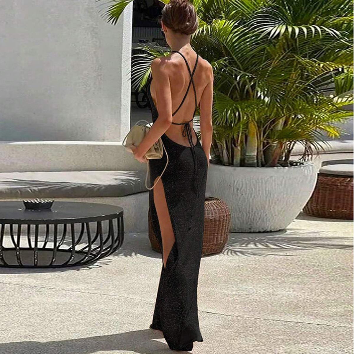 TIOZONEY - Vestido de playa para mujer - Negro