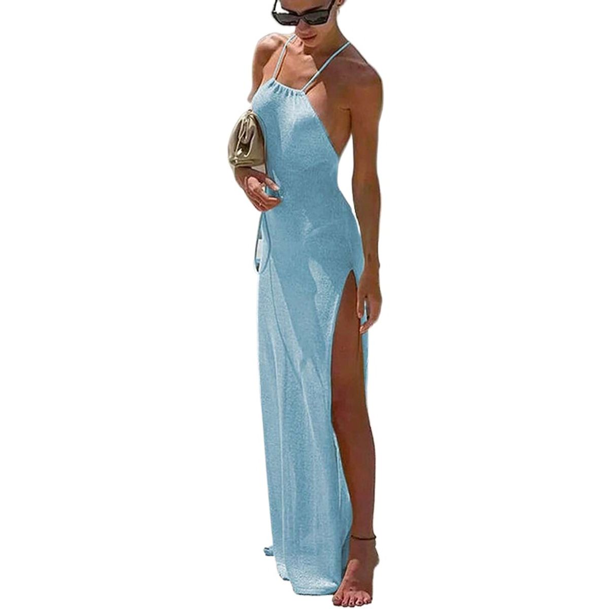 TIOZONEY - Vestido de playa para mujer - Azul