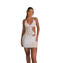 TIOZONEY - Vestido de playa para mujer - Blanco