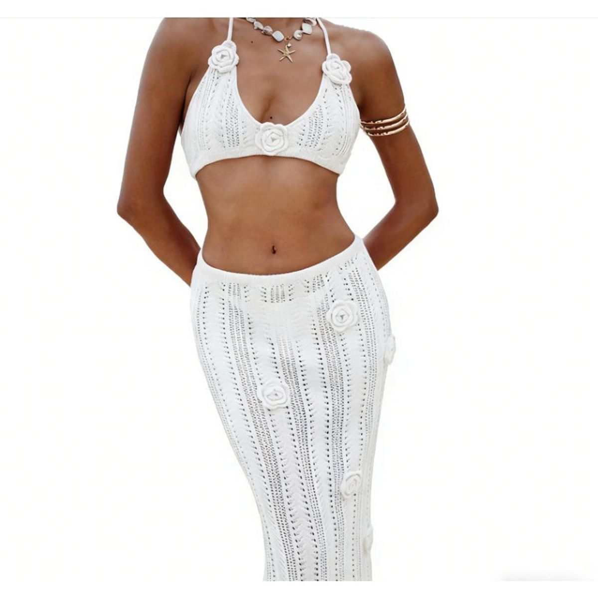 TIOZONEY - Vestido de playa para mujer - Blanco