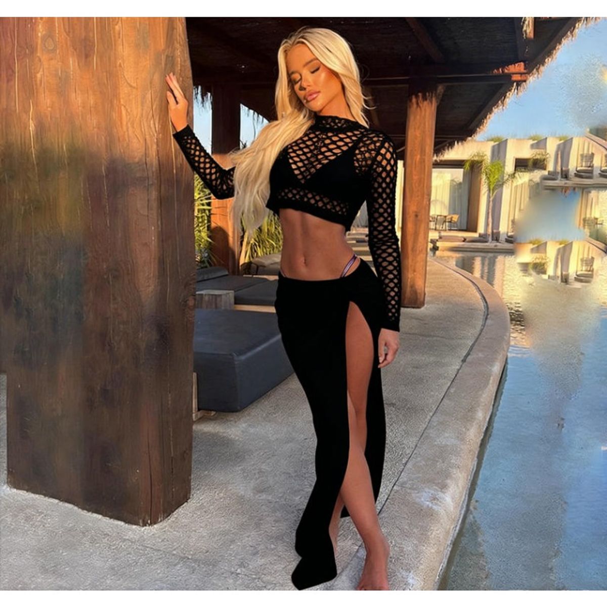 TIOZONEY - Vestido de playa para mujer - Negro