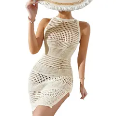 TIOZONEY - Vestido de playa para mujer - Blanco