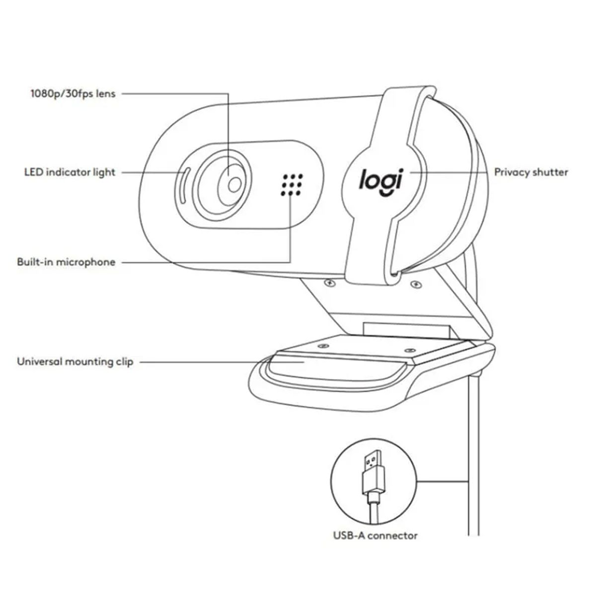 LOGITECH - Webcam Logitech Brio 90 Stream Full HD 1080p USB
