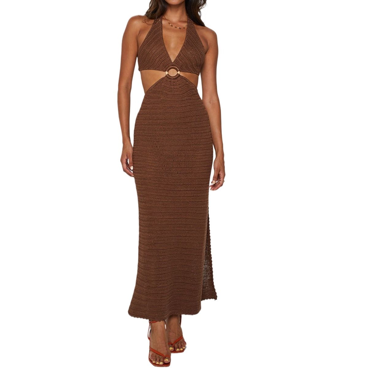 TIOZONEY - Vestido de playa para mujer - Marrón