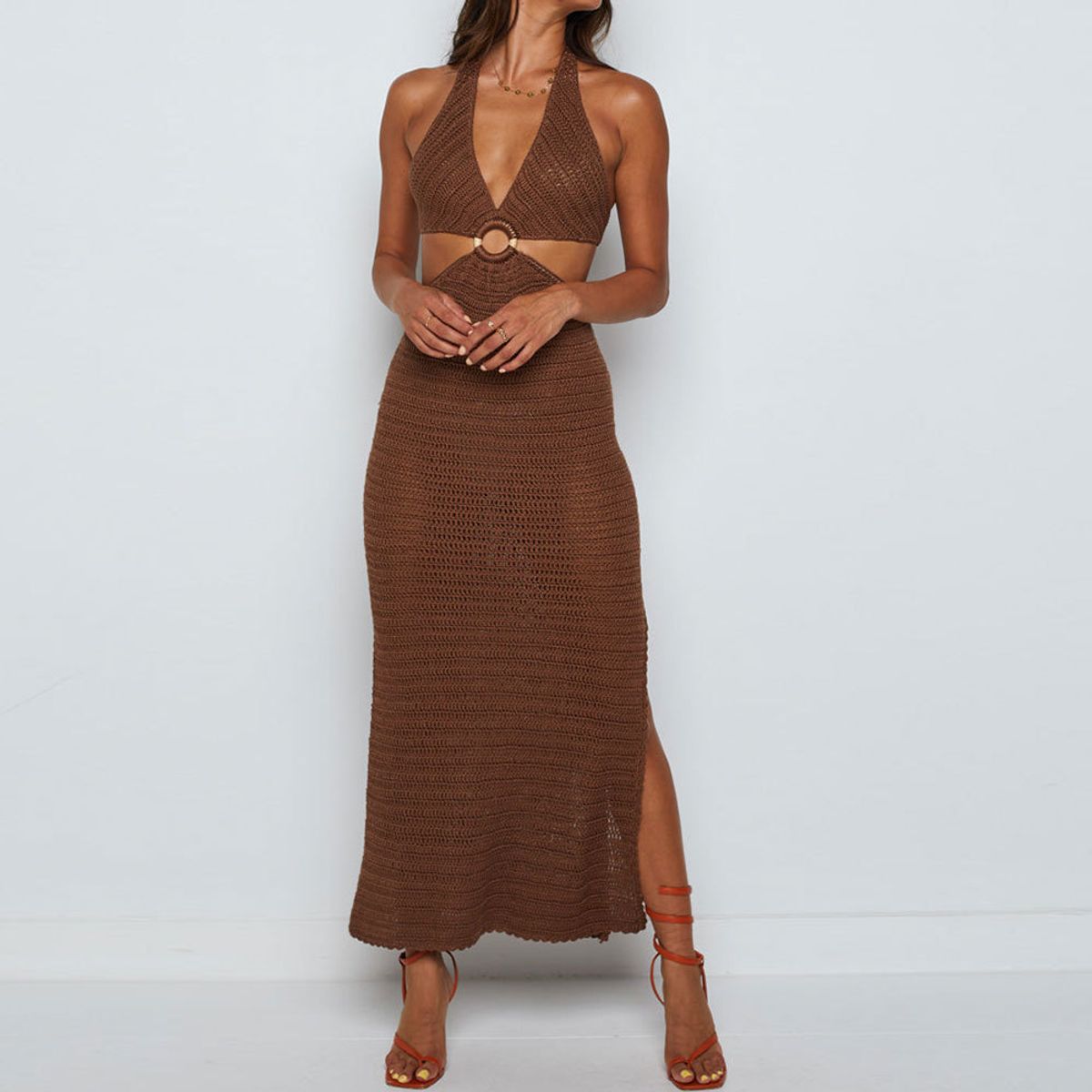 TIOZONEY - Vestido de playa para mujer - Marrón