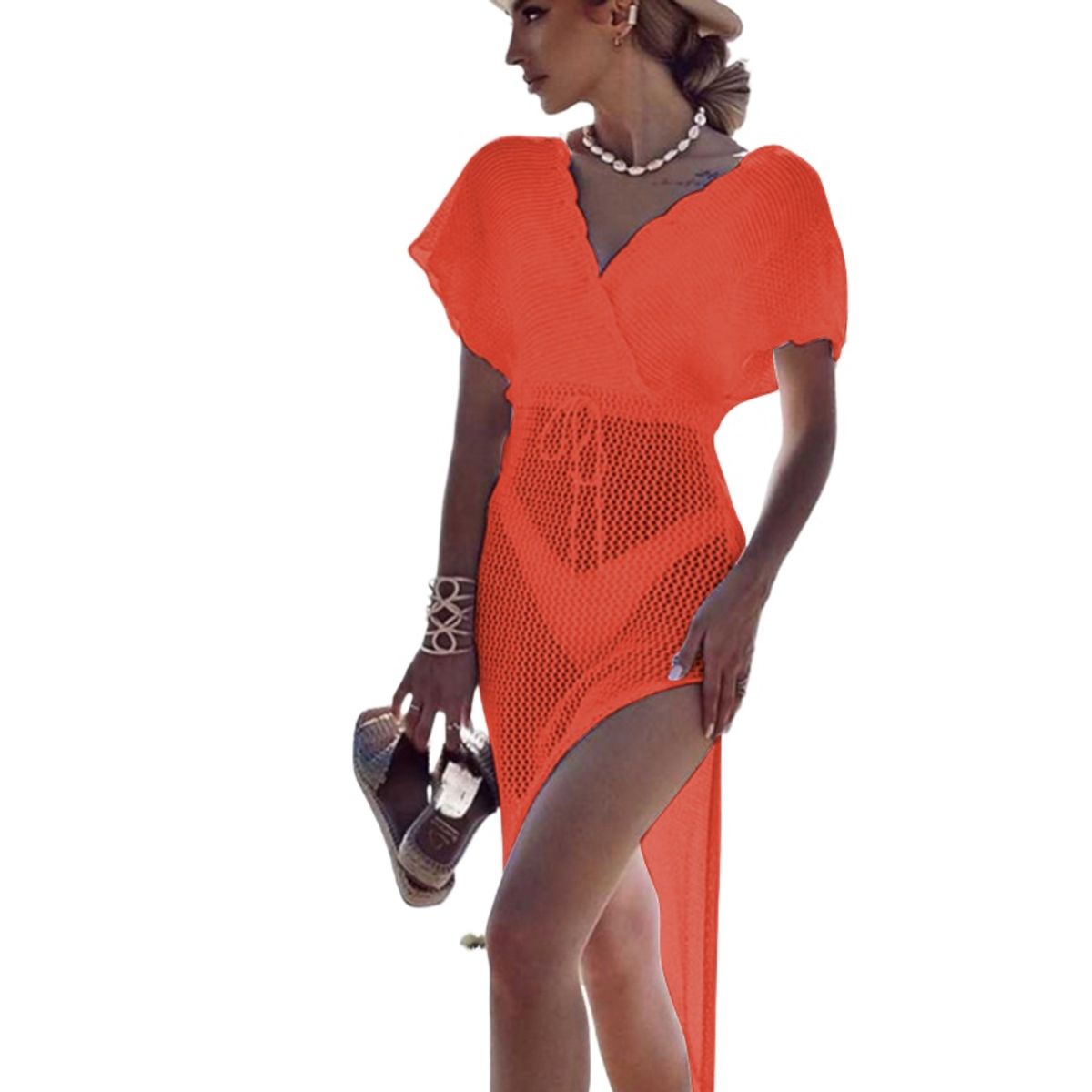 TIOZONEY - Vestido de playa para mujer - Naranja