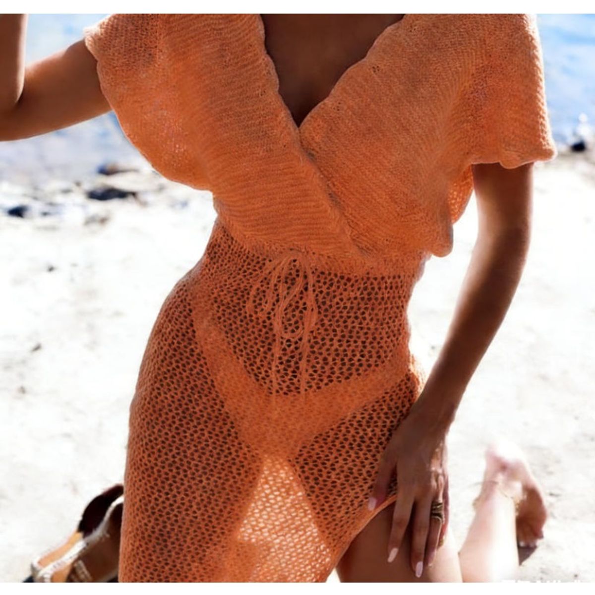 TIOZONEY - Vestido de playa para mujer - Naranja