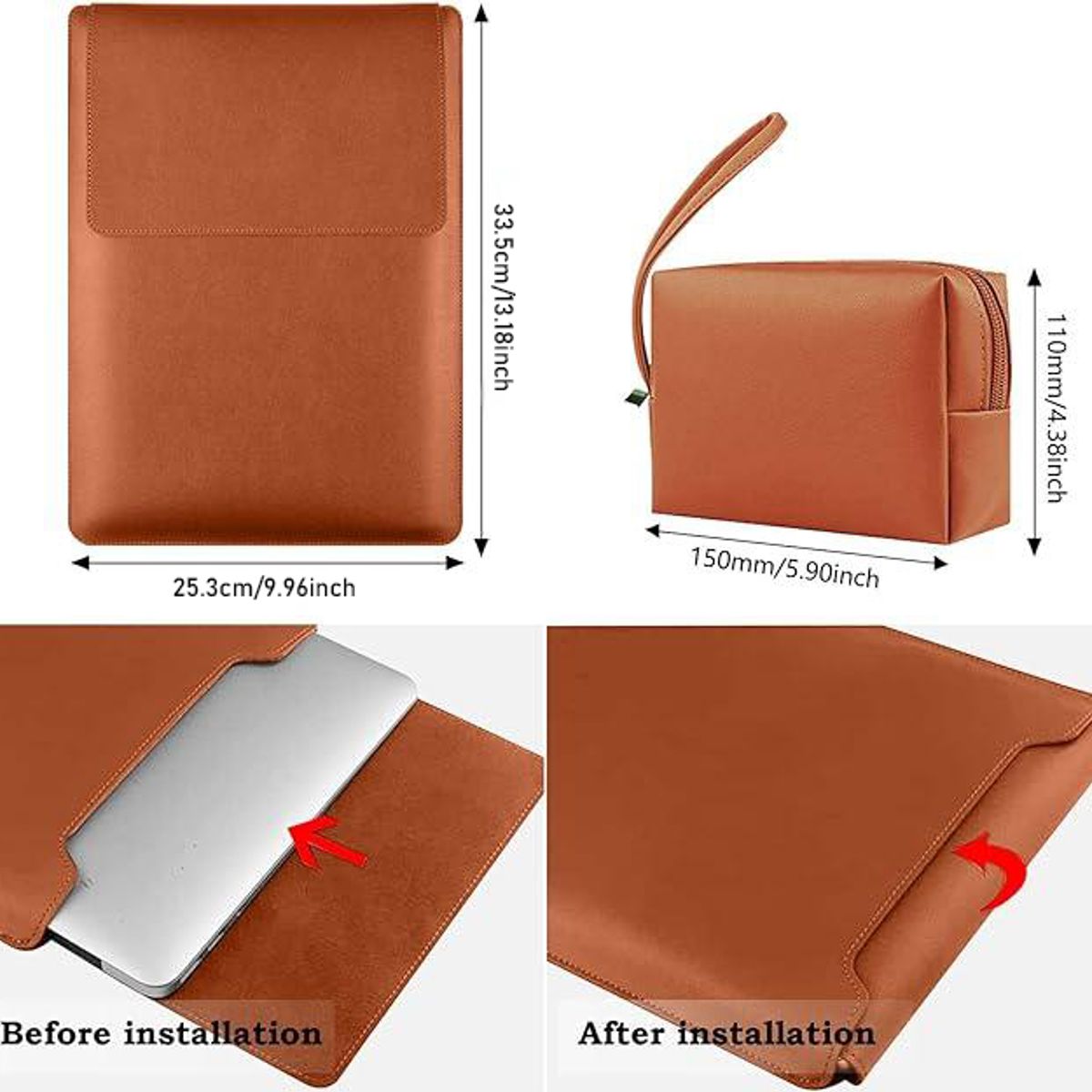 GENERICO - Funda Organizadora con Soporte para Portátil+Bolsa de Almacenamiento para Cables 13-14 Pulgadas