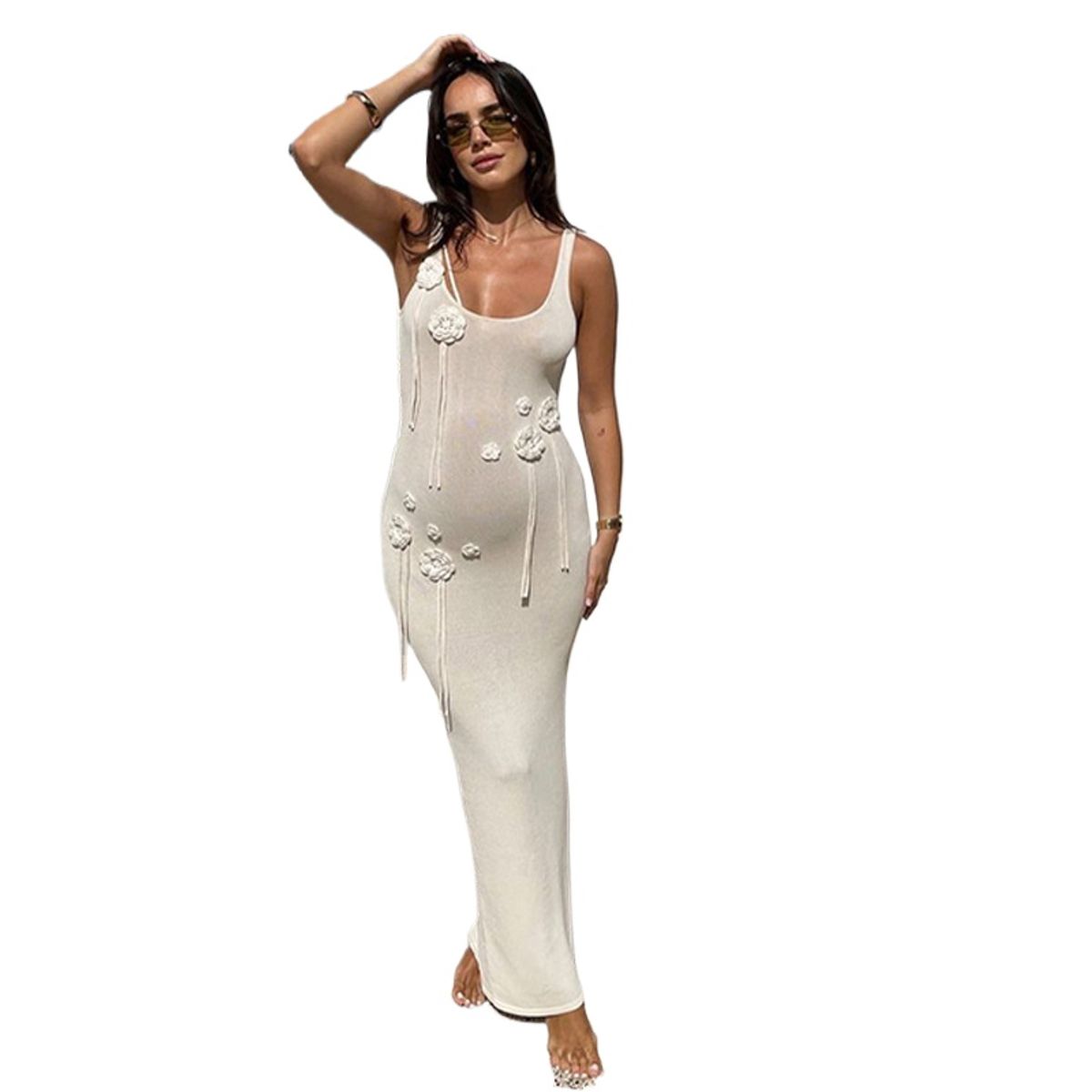 TIOZONEY - Vestido de playa para mujer - Blanco