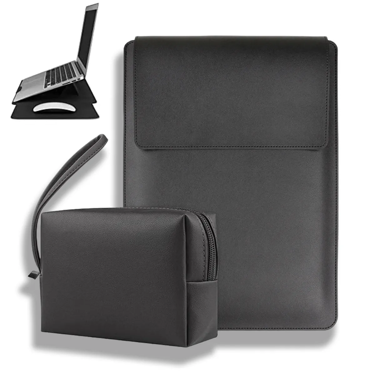GENERICO - Funda Organizadora con Soporte para Portátil+Bolsa de Almacenamiento para Cables 13-14 Pulgadas