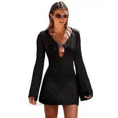 TIOZONEY - Vestido de playa para mujer - Negro