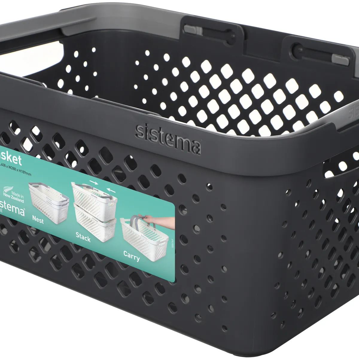 SISTEMA - Canasto de Organización Sistema con Asas de 18,5 Lts - Fabricado en Nueva Zelandia