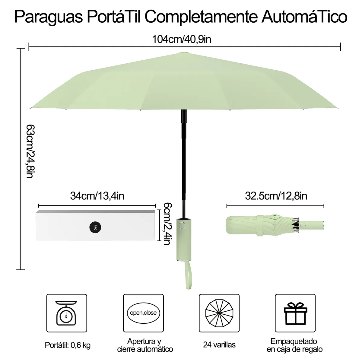 YAYKO - Paraguas Plegable Automático Anti-uv De 24 Varillas