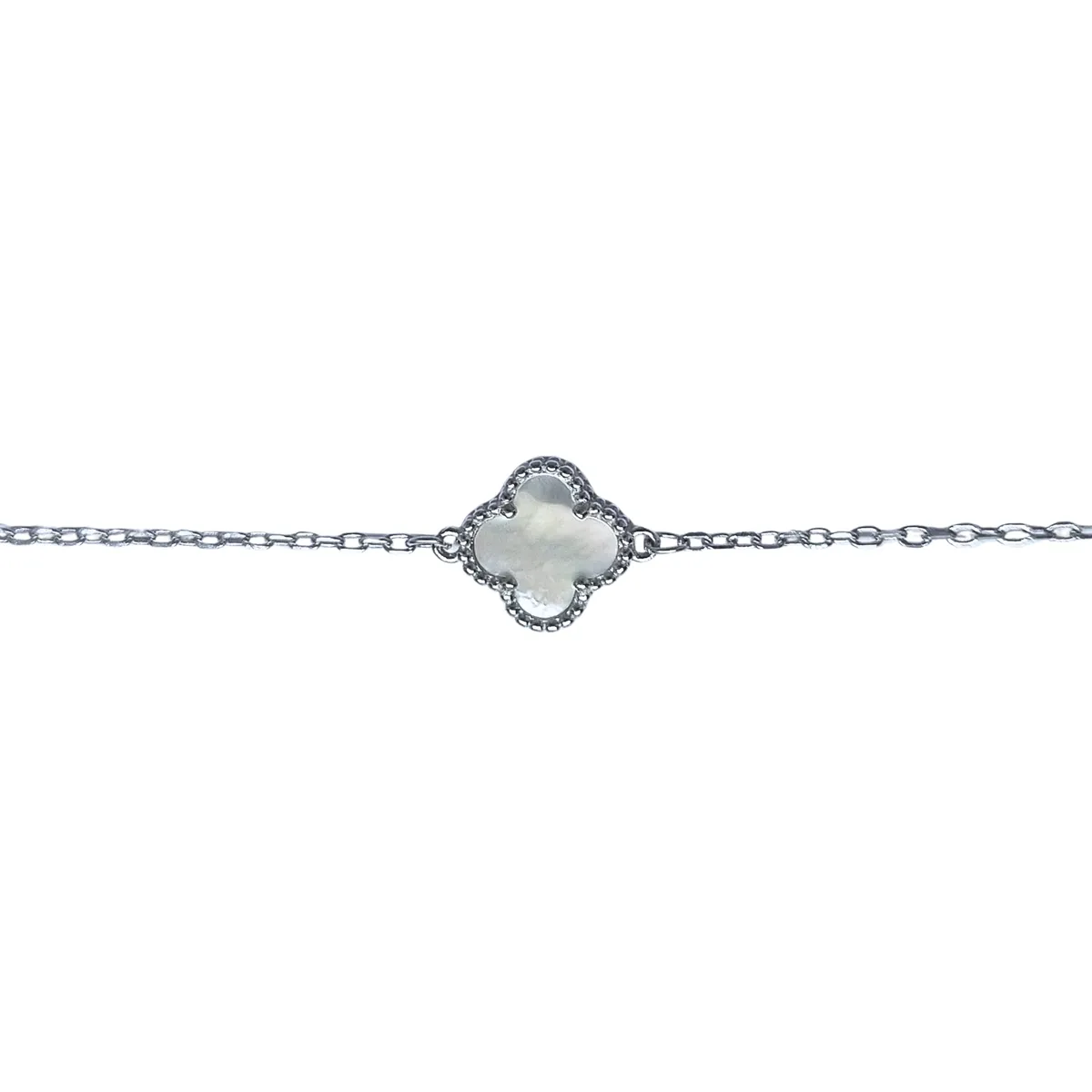 JOYAS LANDEROS - Pulsera Trébol con Nacar Plata 925 19cm