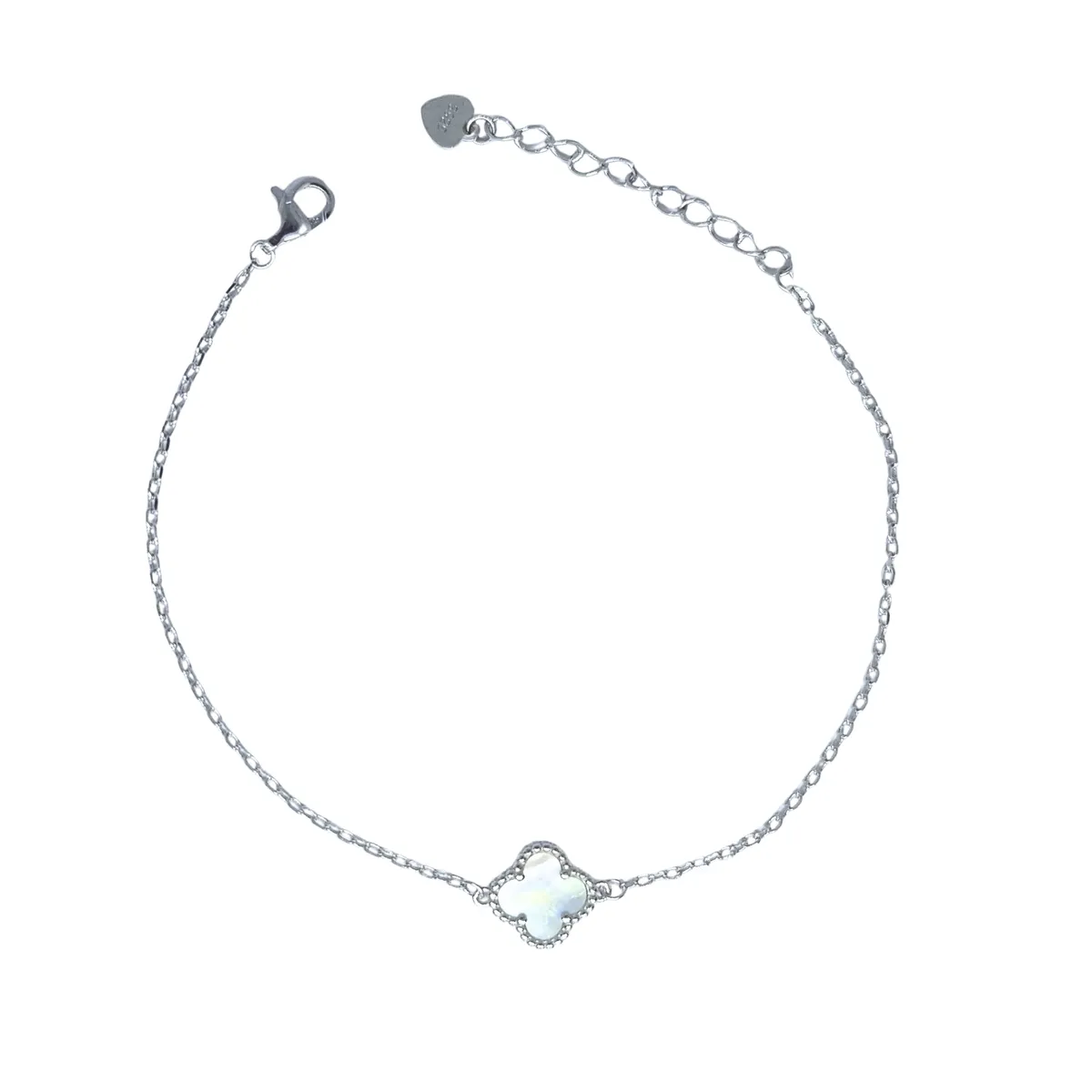 JOYAS LANDEROS - Pulsera Trébol con Nacar Plata 925 19cm