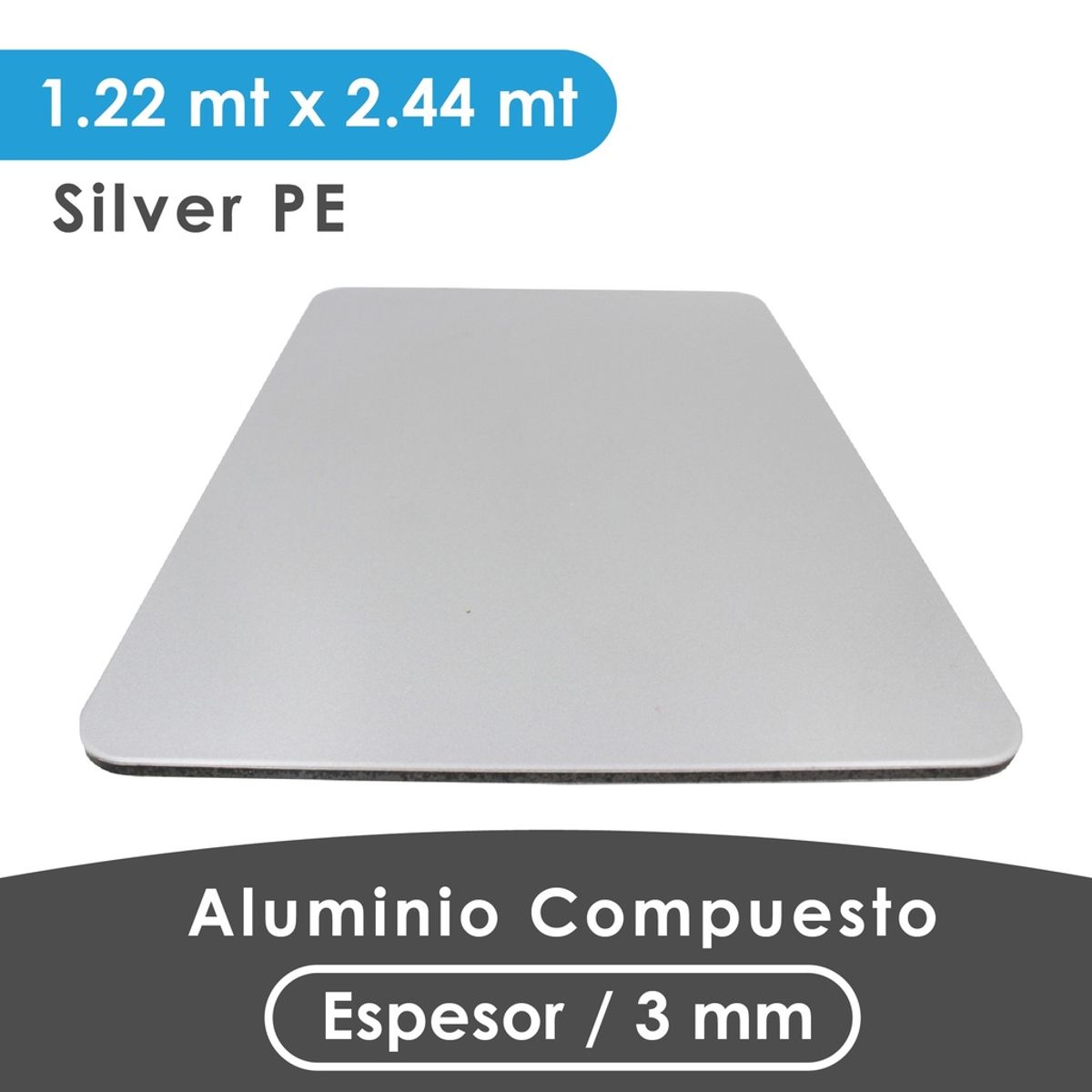 ALUMINIO COMPUESTO ALUKOMP FLASH SILVER PE 3MM018MM 122X244 MTS, marca GENERICO - Foto Principal