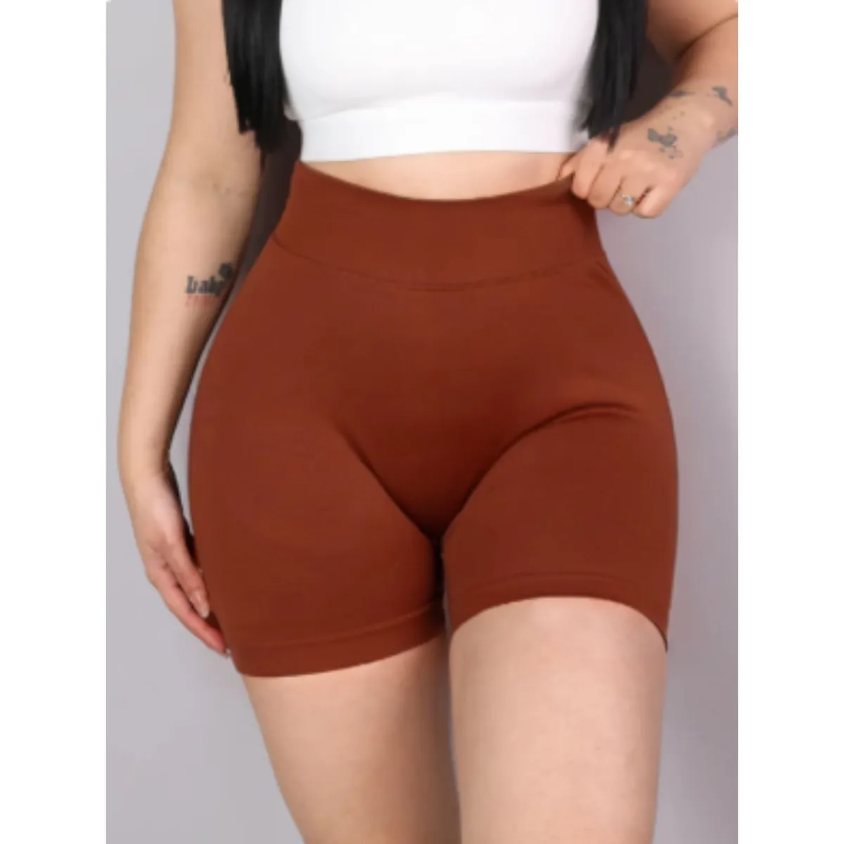 LIKE SHOP - Calza Corta Deportivo Mujer Push Up Frunce Tiro Alto Gym 9006