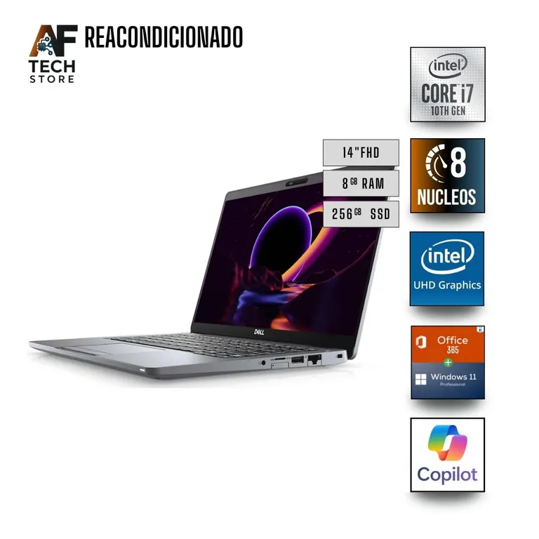 Notebook 5310 I7 10th 8GB 256GB - Win11+Office - Reacondicionado Profesional