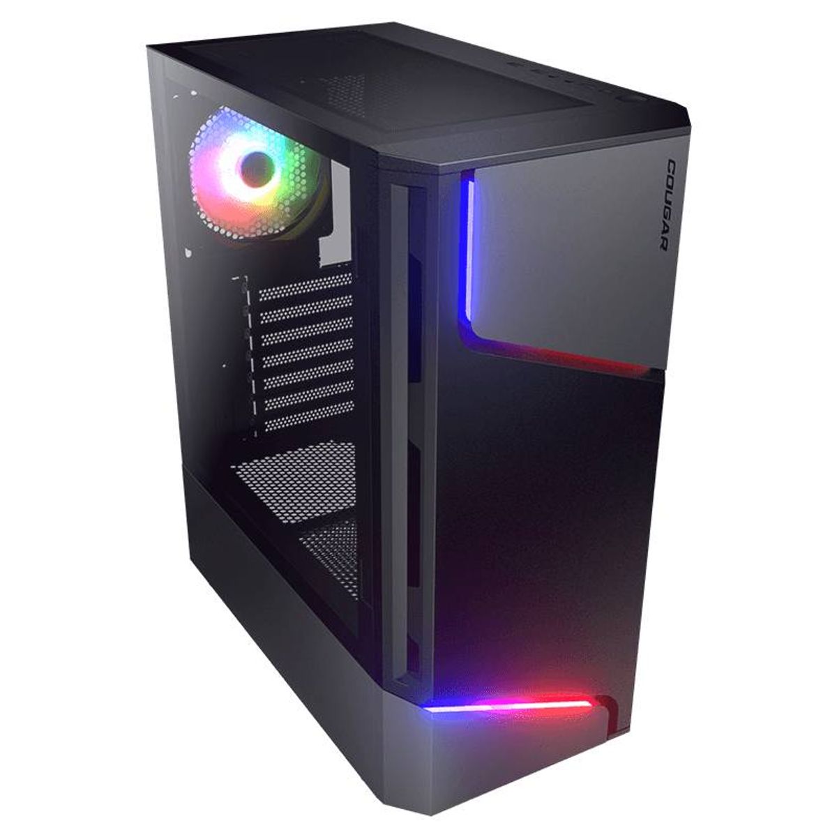 COUGAR GAMING - Gabinete Gamer Cougar MX360 RGB, Mid-Tower, Vidrio Templado, 1 Ventilador, Negro