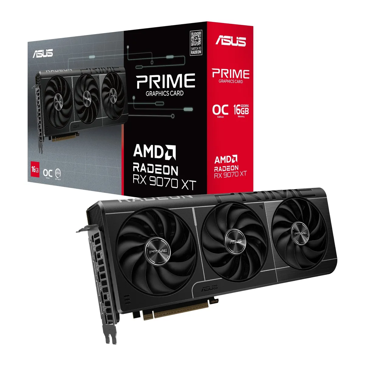 ASUS - Tarjeta de Video ASUS Prime Radeon RX 9070 XT OC Edition, 16GB GDDR6, 256-bit, PCI-e 5.0