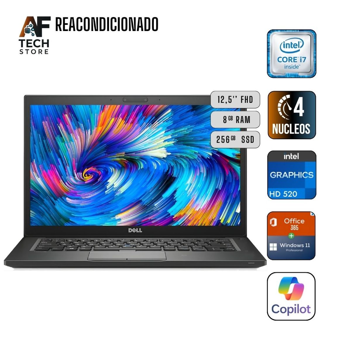 DELL - Notebook DELL E7270 I7 6th 8GB 256GB - Win11+Office - Reacondicionado Profesional