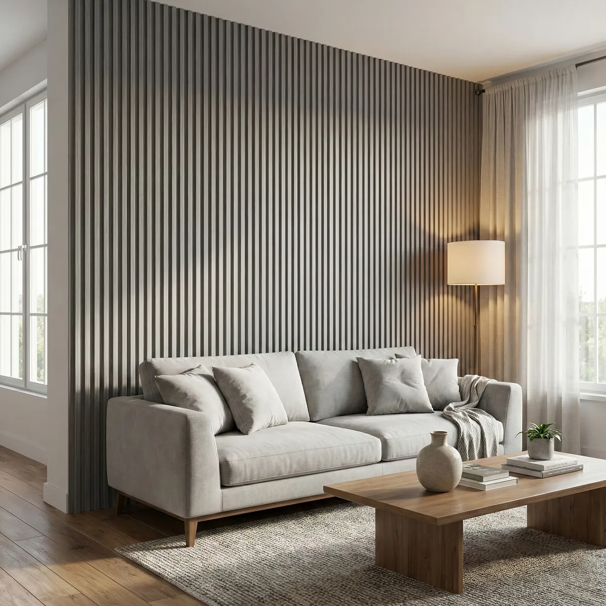 JOYTEK - Caja Wall Panel PVC Gris 240x16 cm 3.84 m² (10 Paneles)