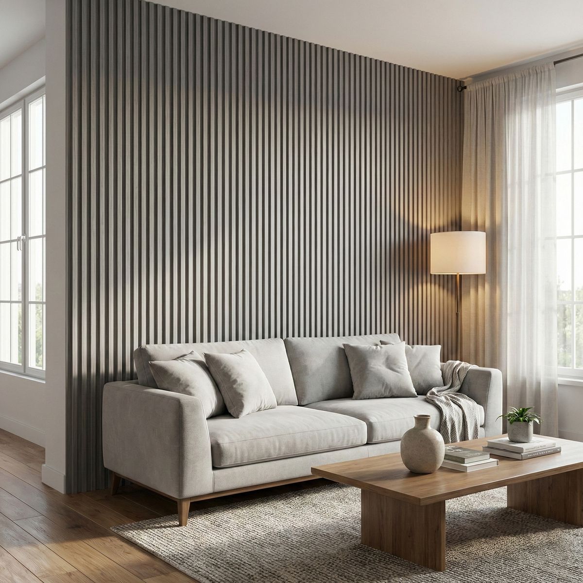 JOYTEK - Caja Wall Panel PVC Gris 240x16 cm 3.84 m² (10 Paneles)