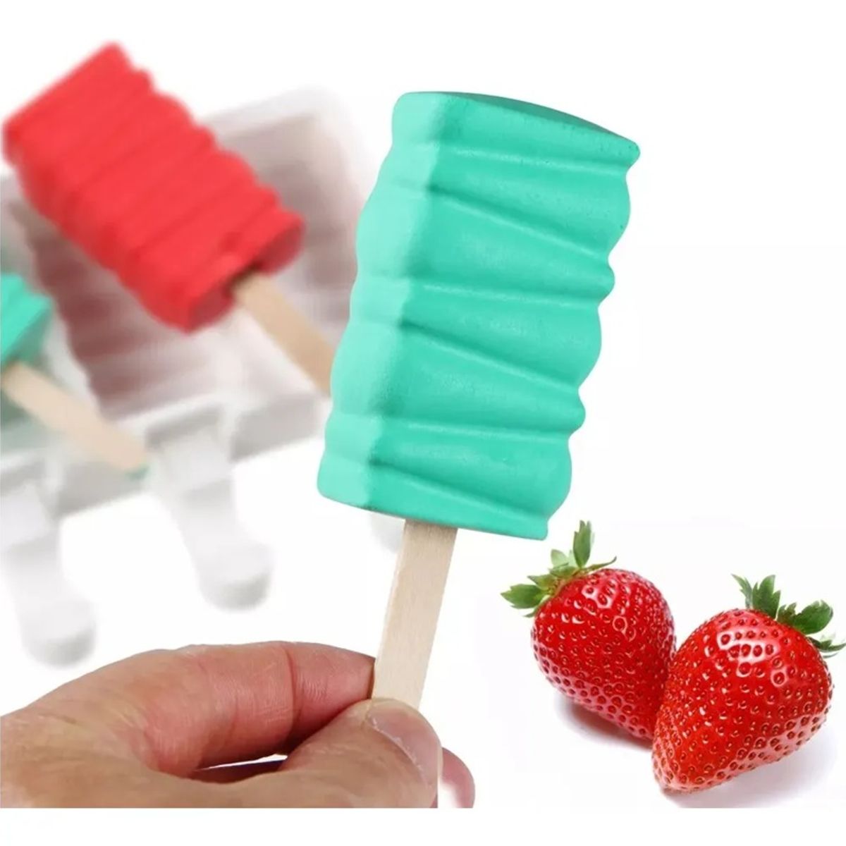 PASTELERIUSCL - Moldes De Silicona Para Helados Molde Paletas Helado 8c 446 Molde Helado Moldes + 50 Paletas Madera