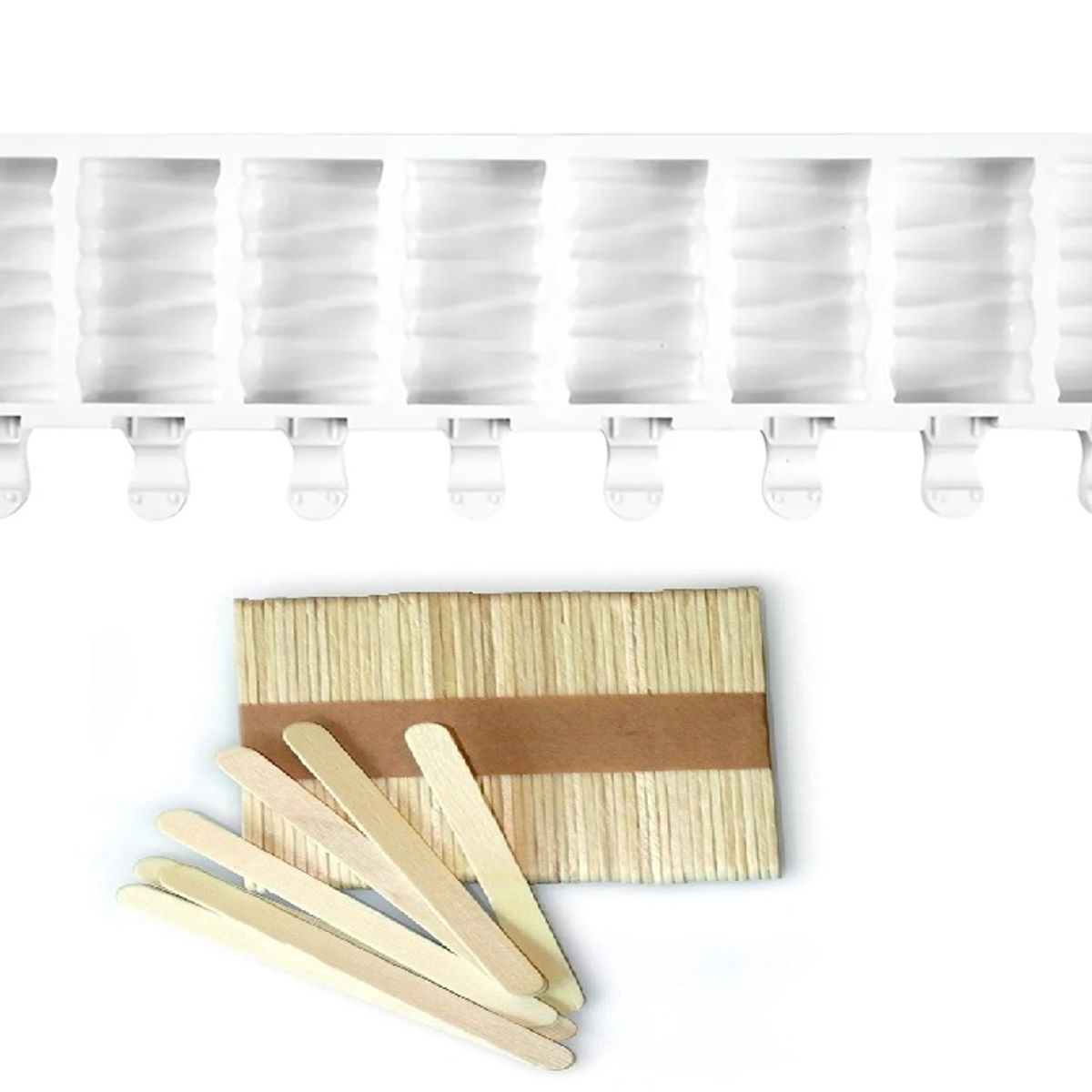 PASTELERIUSCL - Moldes De Silicona Para Helados Molde Paletas Helado 8c 446 Molde Helado Moldes + 50 Paletas Madera