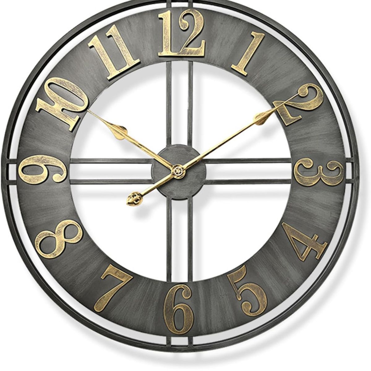 GENERICO - Reloj de Pared Grande Metálico Gris Estilo Industrial 60 cm