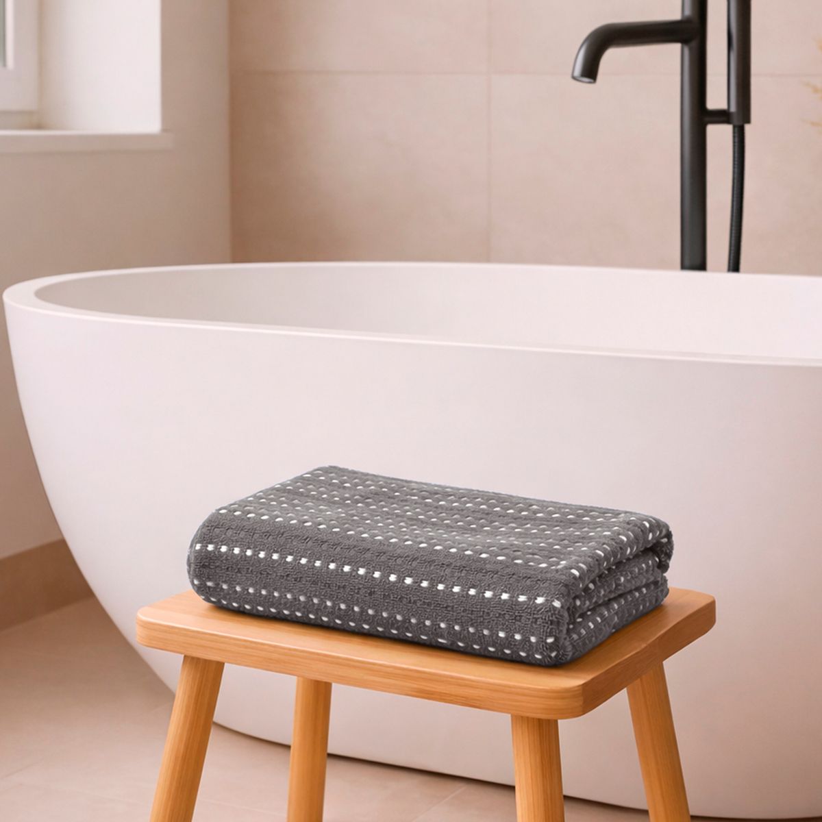 NAUTICA - Toalla de Baño Stripe Nautica Home 100% algodón76x137cm gris