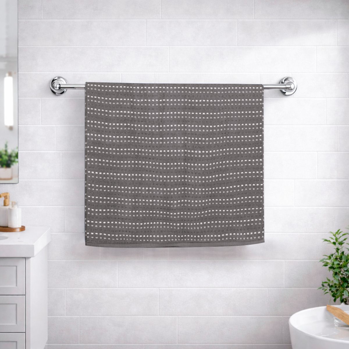 NAUTICA - Toalla de Baño Stripe Nautica Home 100% algodón76x137cm gris