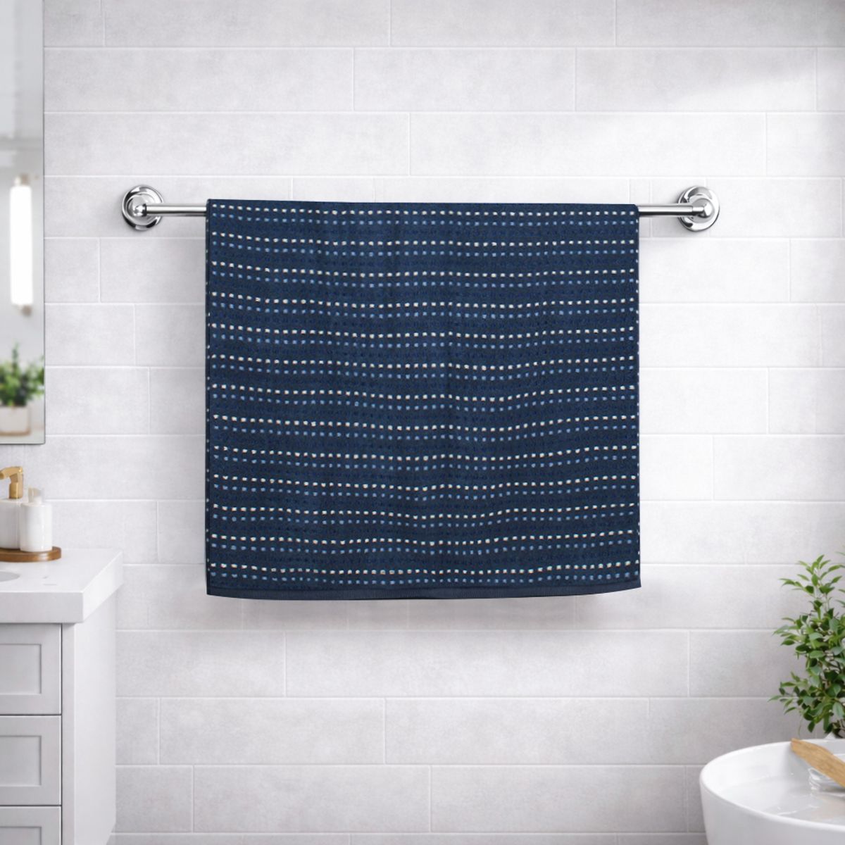 NAUTICA - Toalla de Baño Stripe Nautica Home 100% algodón76x137cm azul