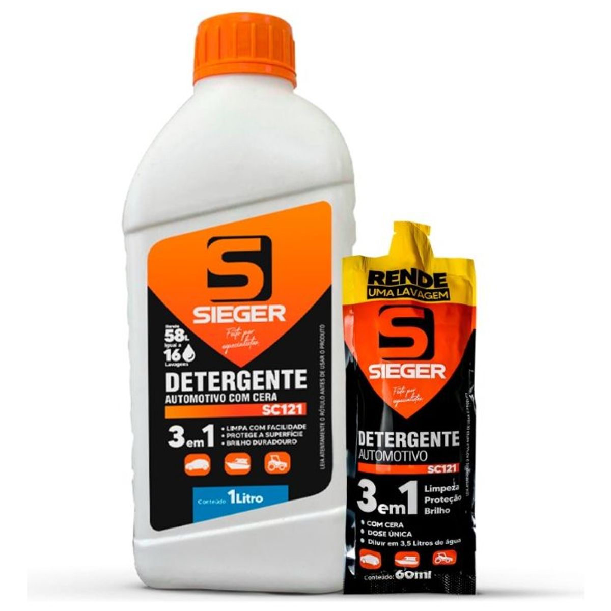 SIEGER - Detergente Automotriz Con Cera Sieger 1 Lt