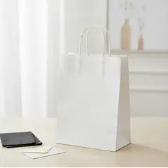 GENERICO - Bolsa De Papel Kraft Blanca Con Asas Para Regalo 12piezas
