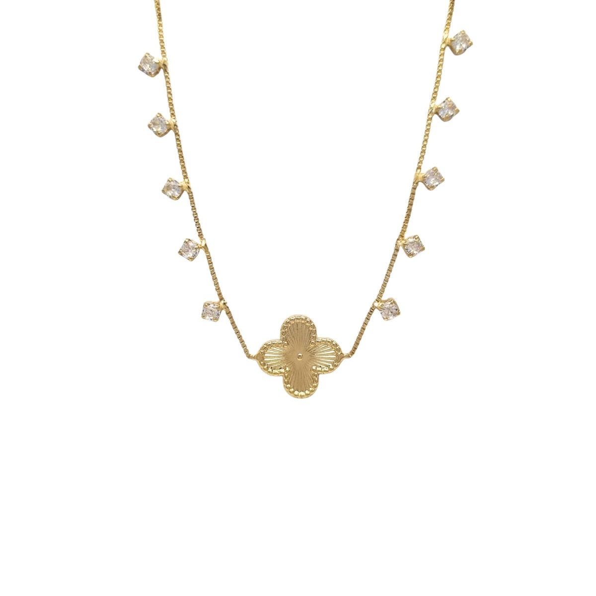 JOYAS LANDEROS - Collar Trébol Circones Enchapada en Oro de 18k